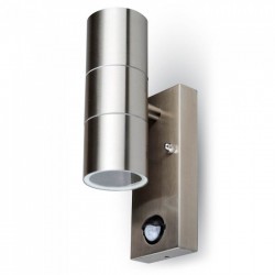 Applique murale INOX Double GU10 IP44 + Détecteur - Fin de série - Ni repris Ni échangé