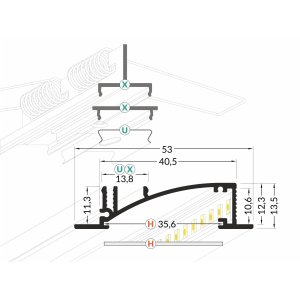 Profile LED Reflex ALU Anodisé 1000mm