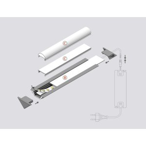 Profile LED Angle 45° Alu Brut 1000mm