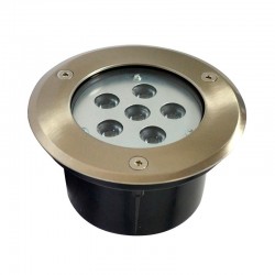 Spot LED COB encastre sol 6W - IP67 - Rond - Finition Inox - 4000°K