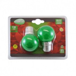 Ampoule LED 1 WATT BULB B22 VERT DEPOLI BLISTER x2