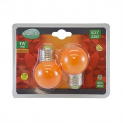 Ampoule LED 1 WATT BULB E27 ORANGE BLISTER x2 - Fin de série - Ni repris Ni échangé