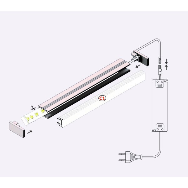 Profile LED HRef ALU Anodisé 1000mm