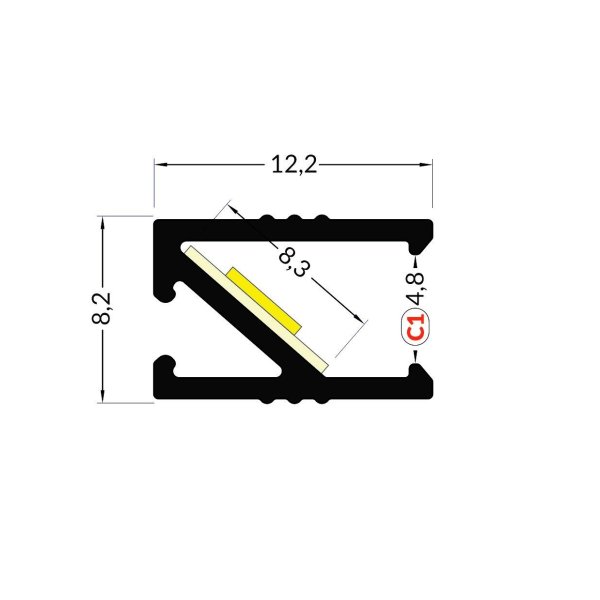 Profile LED HRef ALU Anodisé 1000mm