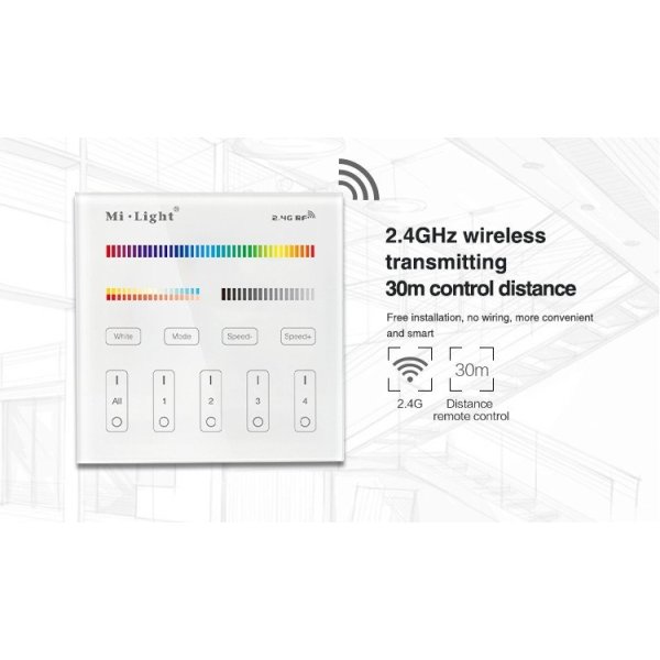 Commande Murale RGBW 4 Zones (à pile)