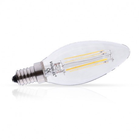 Ampoule LED COB Filament Flamme E14 - Transparent Claire - 4W 4000°K Boite