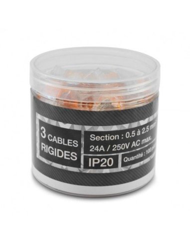 Connecteur Rapide3 fils rigides Boîte de 100 pièces