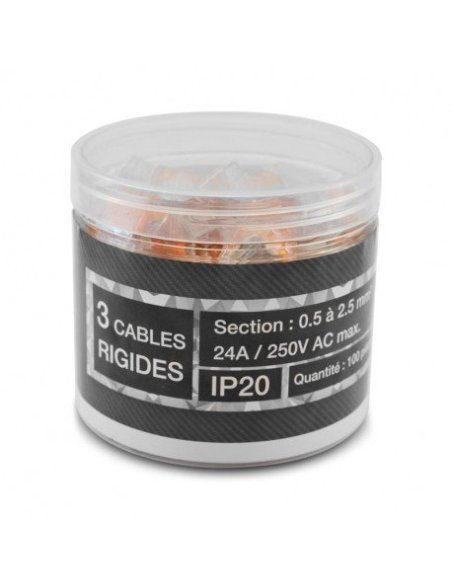 Connecteur Rapide3 fils rigides Boîte de 100 pièces