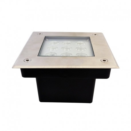 Spot LED COB encastre sol 9W - IP67 - Carré - Inox 316L - 4000°K