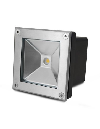 Spot LED encastre sol 5W - IP67 - Carré - 4000°K - INOX 316 L
