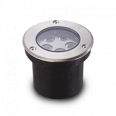 Spot LED encastre sol 5W - IP67 - Rond - 3000°K - Inox 316 L