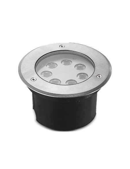 Spot LED encastre sol 7W - IP67 - Rond - 3000°K - Inox 316 L