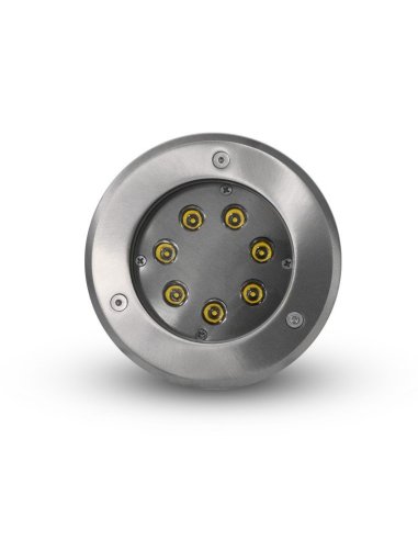 Spot LED encastre sol 7W - IP67 - Rond - 3000°K - Inox 316 L