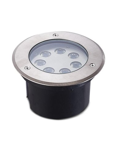 Spot LED encastre sol 7W - IP67 - Rond - 3000°K - Inox 316 L