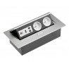 Boîte Extension Bureau Encastrée Rectangle 2 prises 2P+T et 1 USB, Ethernet, Audio