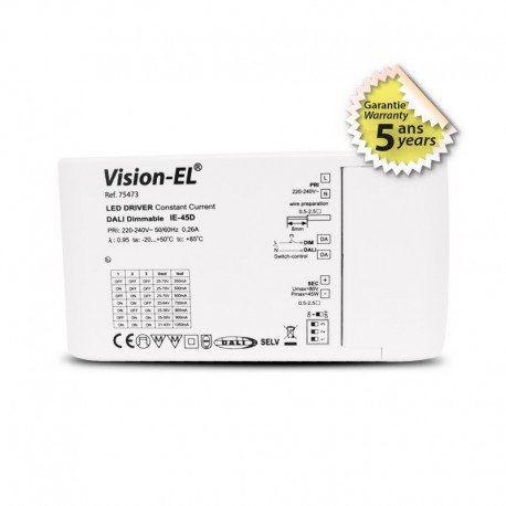 Alimentation LED VISION-EL DALI PUSH 10-43 W 21-70 VDC 350-1050mA IP20