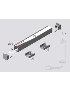 Profile LED Fin10 Noir 2000mm 2