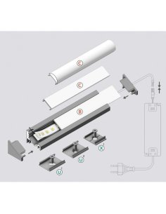 Profile LED Angle 30 / 60 ALU Brut 2000mm 2