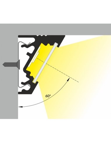 Profile LED Angle 30 / 60 ALU Brut 1000mm