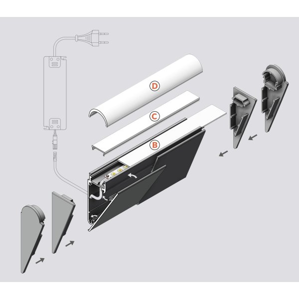 Profile LED Mur Blanc 2000mm