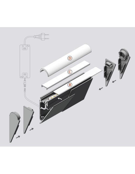 Profile LED Mur ALU Brut 1000mm