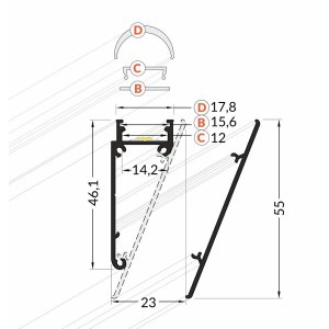 Profile LED Mur Blanc 2000mm