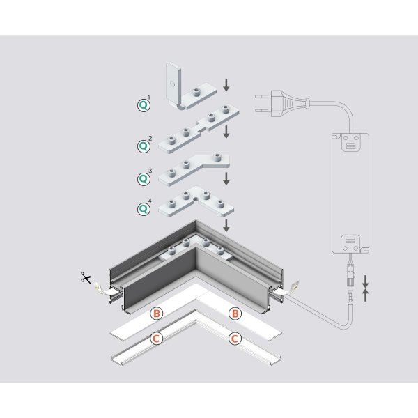 Profilé LED Cadre14 Alu Brut 2000mm