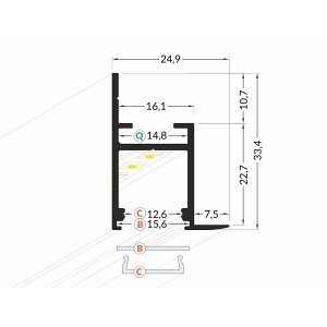 Profilé LED Cadre14 Alu Brut 2000mm