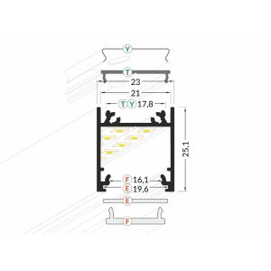 Profilé LED Lumi20 Alu Anodisé 1000mm