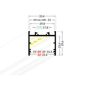 Profilé LUMI30-02 Noir 1000mm