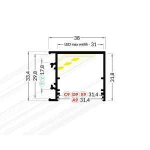 Profilé LUMI30-03 Noir 2000mm