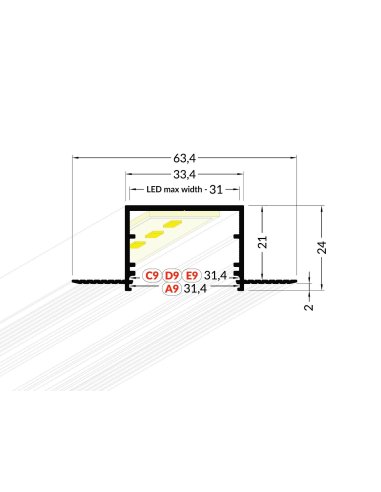 Profilé LUMI30-05 Brut 1000mm