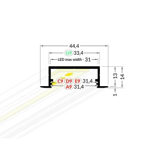 Profilé LUMI30-06 Anodisé 2000mm