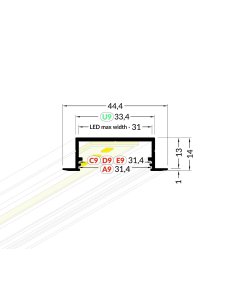 Profilé LUMI30-06 Brut 2000mm 2