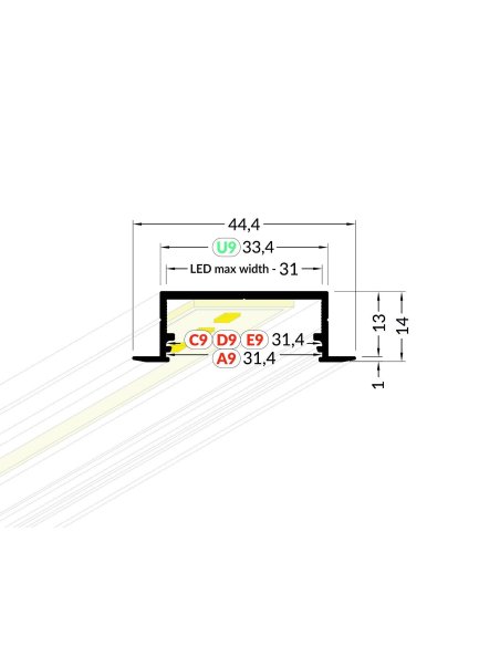 Profilé LUMI30-06 Brut 2000mm