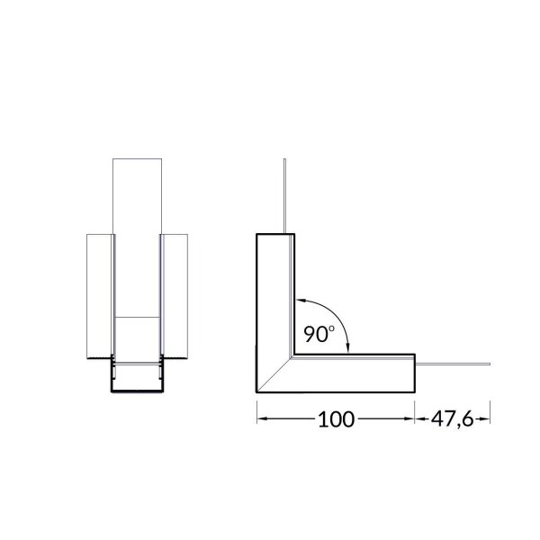 connecteur LUMI30-05 90 deg d'inclinaison Anodisé
