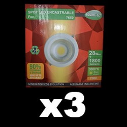 3 x Plafonnier LED BLANC Ø 240 ROND 28 Watt 3000°K