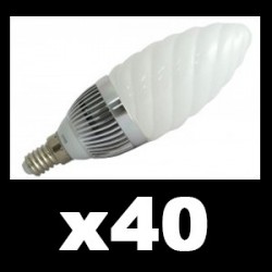 40 x Ampoule LED 3 WATT TORSADEE E14 6400°K BLISTER 250 LUMENS