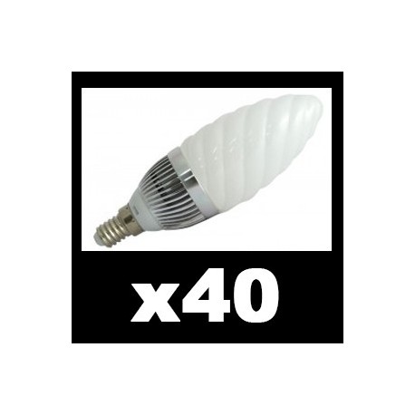 40 x Ampoule LED 3 WATT TORSADEE E14 6400°K BLISTER 250 LUMENS