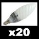 20 x Ampoule LED 3 WATT TORSADEE E14 6400°K BLISTER 250 LUMENS