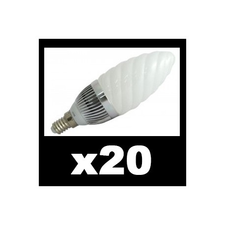 20 x Ampoule LED 3 WATT TORSADEE E14 6400°K BLISTER 250 LUMENS
