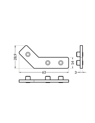 Connecteur PROFILE Cadre14 - Q - 135° plat
