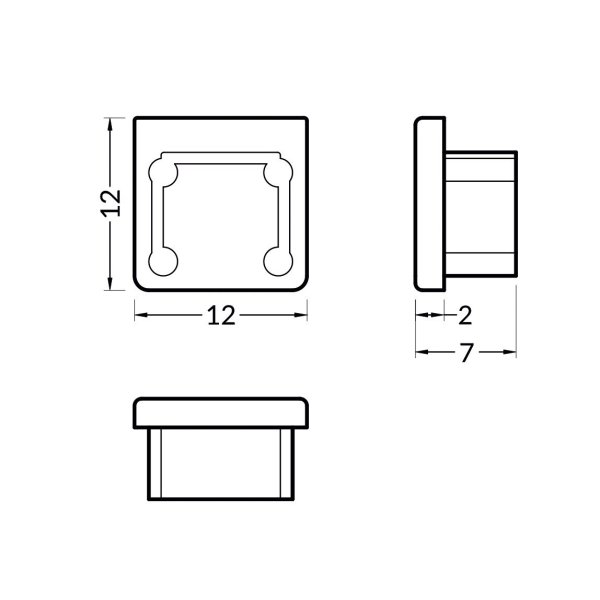 TERMINAISON PROFILE LED FIN10 Blanc (x2)