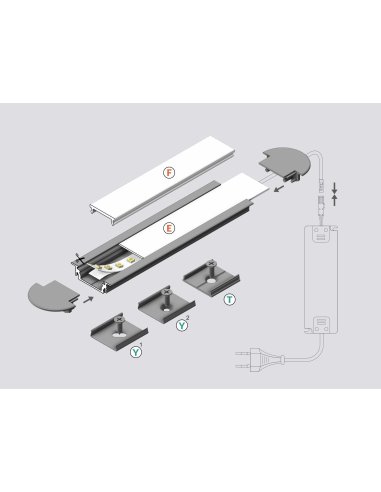 Profile LED Rainure14 ALU Blanc 1000mm