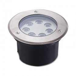 Spot LED encastre sol 7W - IP67 - Rond - 4000°K - Inox 316 L