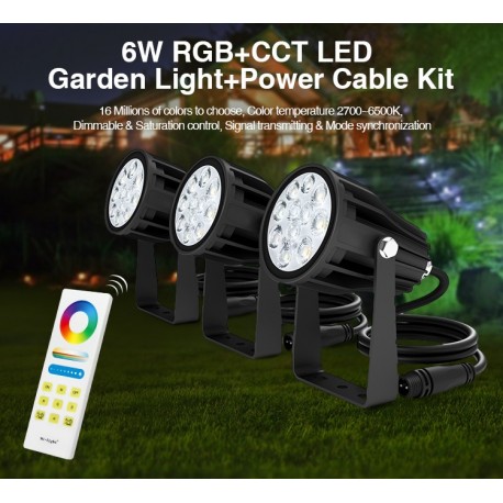 Lot 3 x PROJECT LED 6 W RGB + CCT NOIR IP66 RF 24VDC + Alim + Câbles + Télécommande