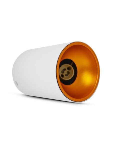 Support de Spot GU10 Saillie - Cylindre Blanc/Doré