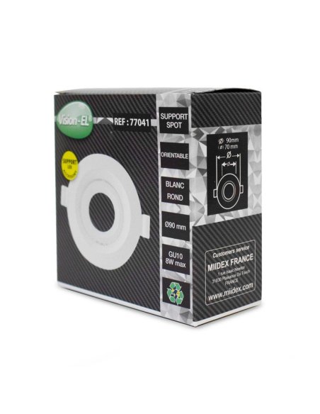 SUPPORT DE SPOT ROND Orientable Blanc Ø90mm