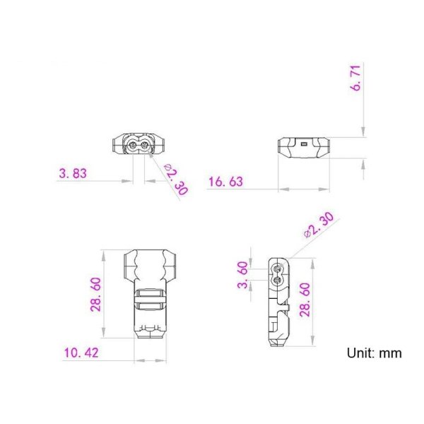 Connecteur T - 2 conducteurs 300V 9A IP40
