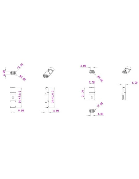Connecteur Pluggable 2 pins 36V 9A IP40